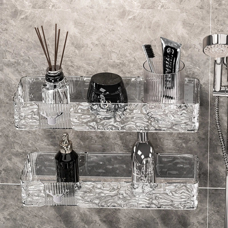 organisateur salle bain étagère murale transparent moderne luxe diffuseur huiles essentielles pots crème flacons
