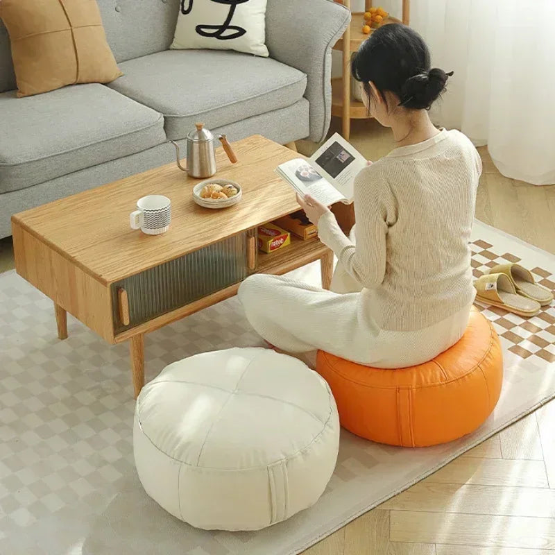 pouf moderne orange gris vert blanc mousse pu polyester coton imperméable amovible lavable