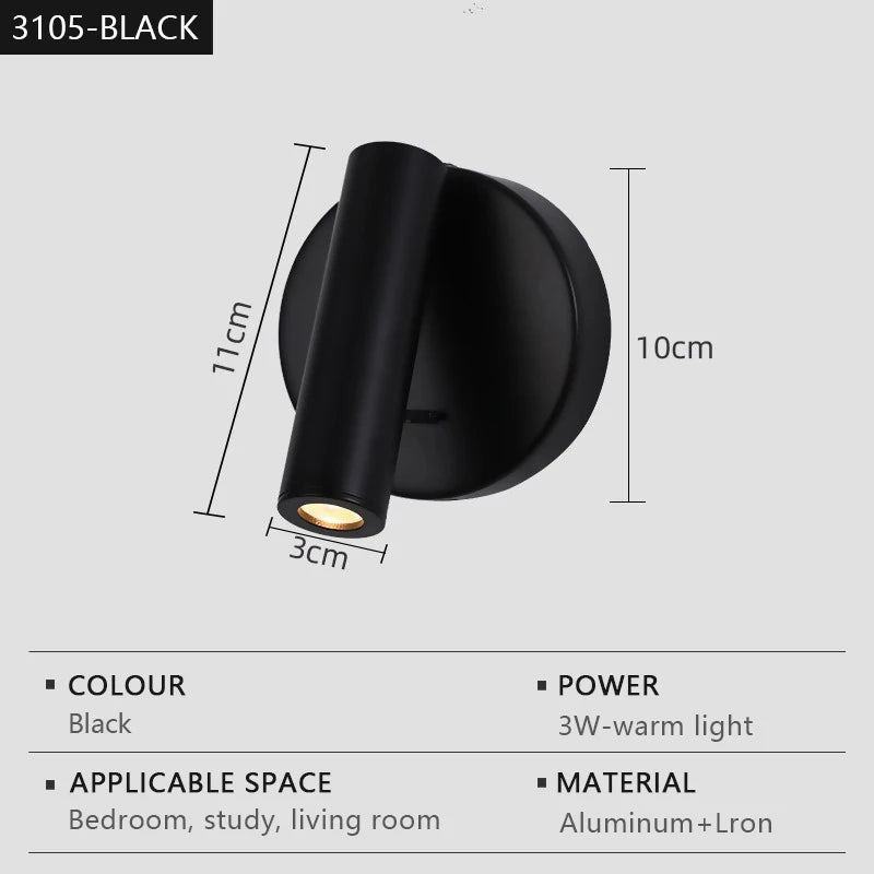 appliques murales led modernes réglables chambre salon entrée luminaire minimaliste rotation inclinaison bras orientable