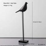 statue oiseau résine noir blanc minimaliste décoration intérieure animal compagnie moderne sculpture