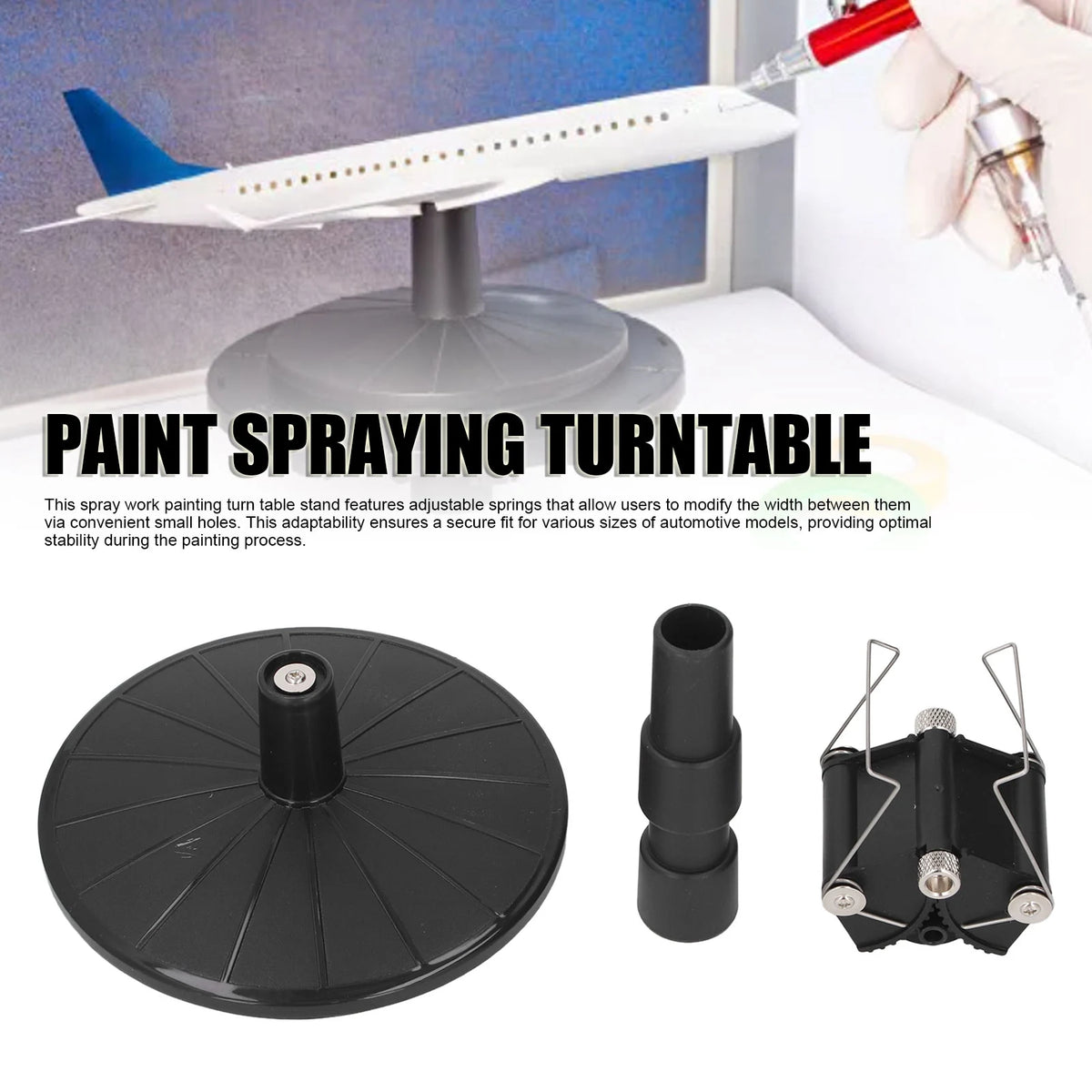 support peinture rotatif noir moderne hauteur réglable vis fixation tournevis table peinture robuste