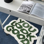 tapis moderne lettres relief noir blanc vert antidérapant intérieur extérieur chambre voiture