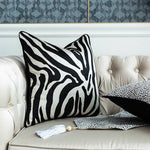 coussin carré moderne rayé noir blanc décoration lit chaise voiture minimalist poly coton