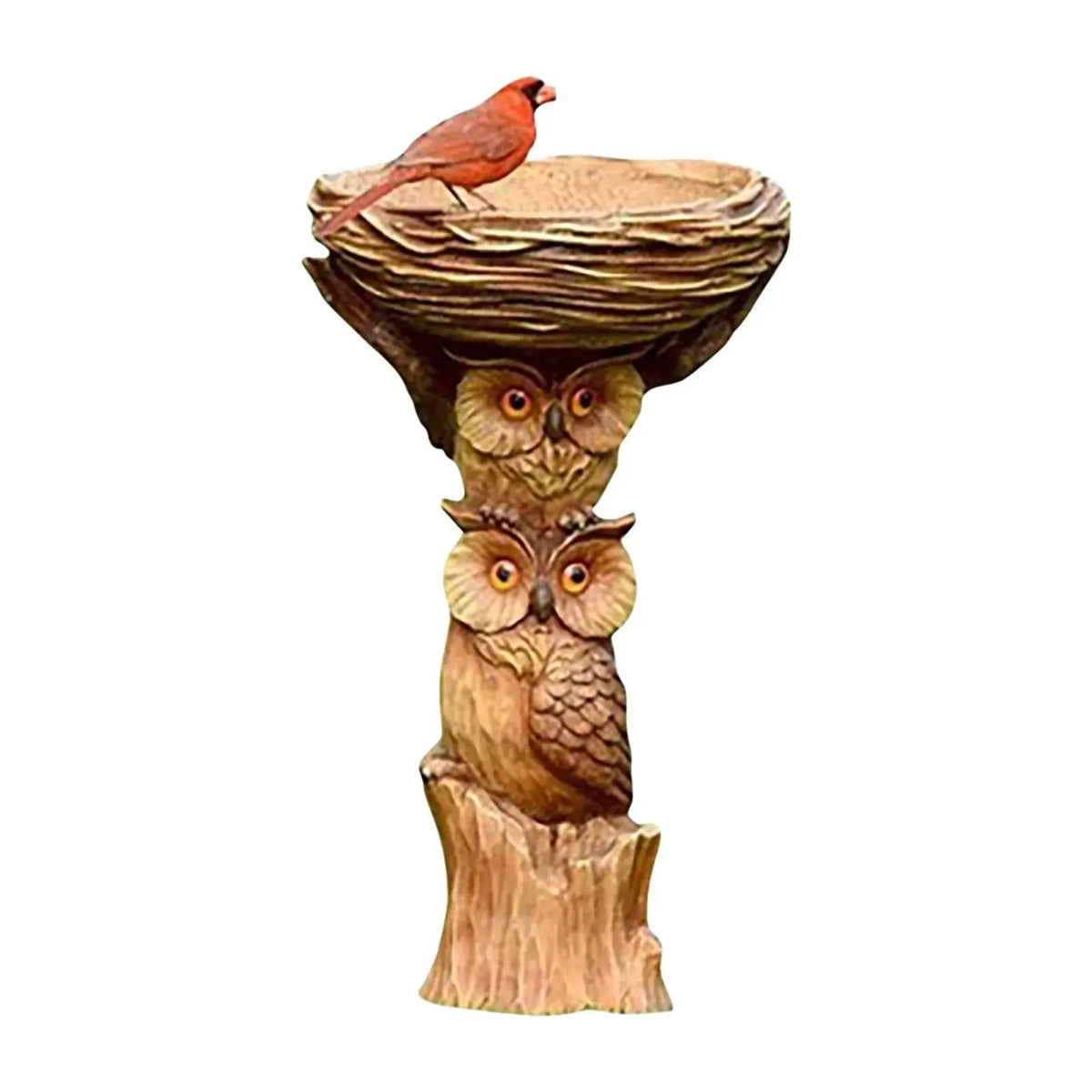 fontaine oiseaux résine texture bois brun gris naturelle animaux deco jardinextérieur