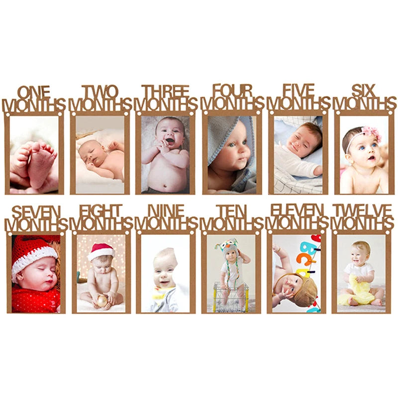 calendrier photo bébé kraft rustique minimaliste adhésif beige blanc textes imprimées