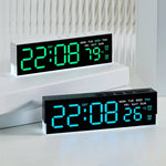 horloge numérique moderne écran led noir blanc vert bleu affichage température usb alarmes luminosité