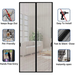 rideau porte maille fine anti insectes fermeture magnétique auto fermeture moderne noir ventilation domestique