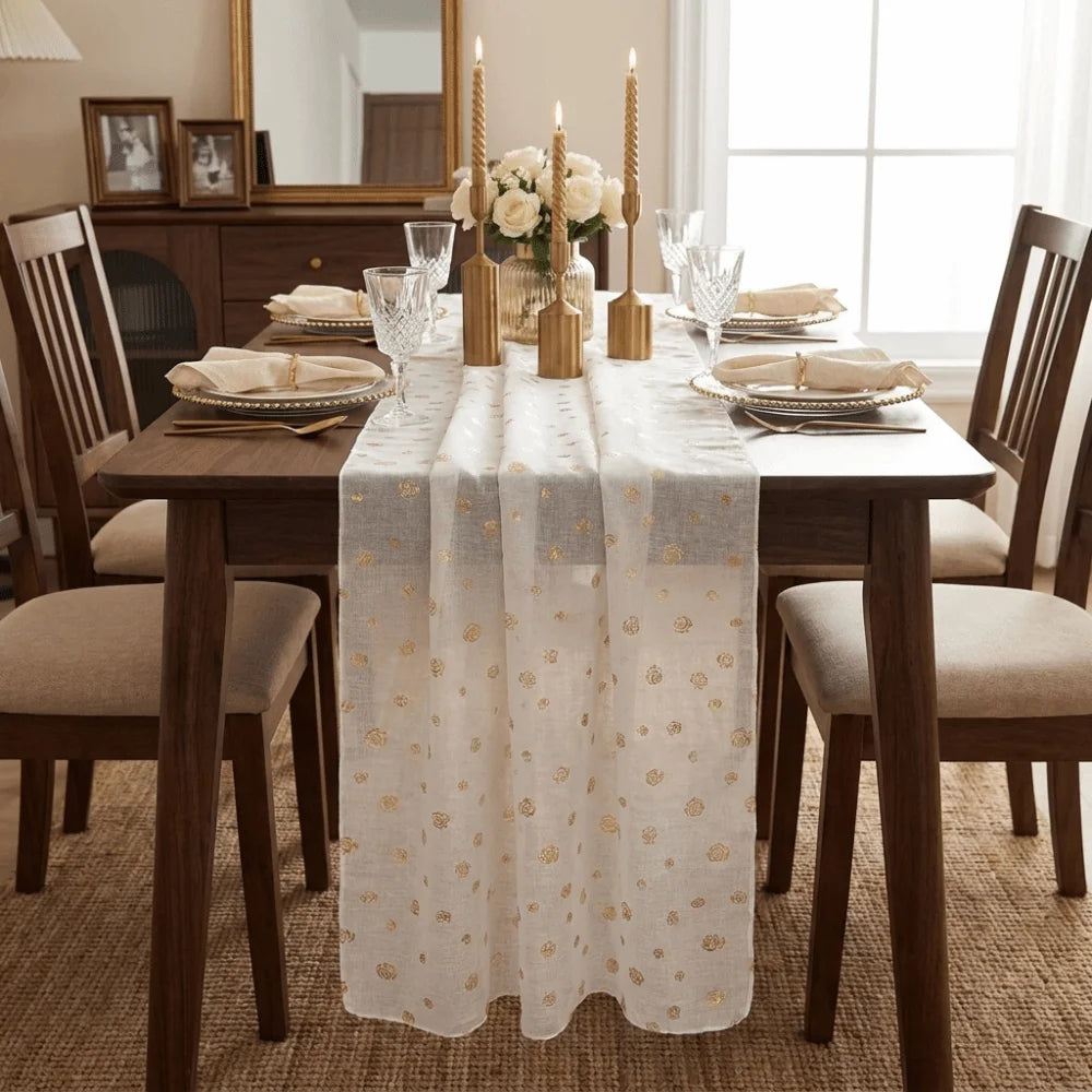 table table verte fleurs dorées noël saint valentin nouvelle année classique 90x180cm 90x300cm 90x400cm