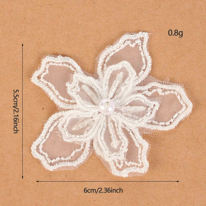 appliques decoratives dentelle blanche fleurs papillons broderie fine mariage decoration 20 pieces translucent