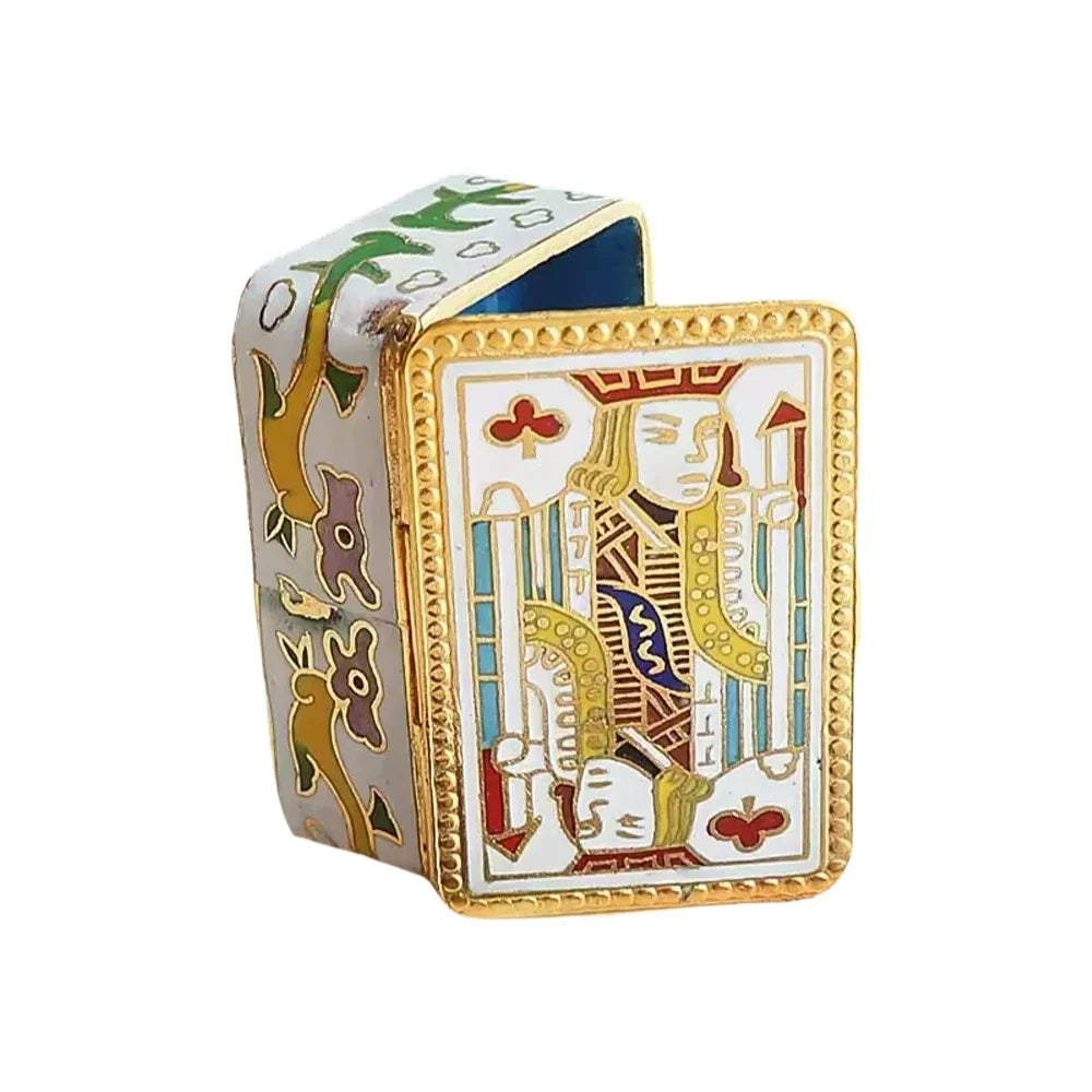boîte bijoux art déco blanc bleu doré illustrée cloisons verres animal pastorale