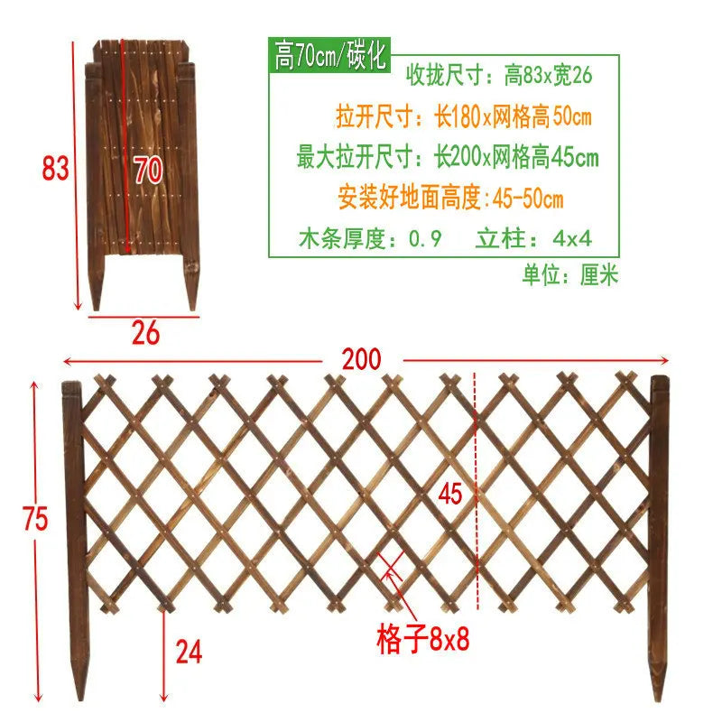clôture pliable bois marron clair moderne facilement assemblée maille diagonale antirouille