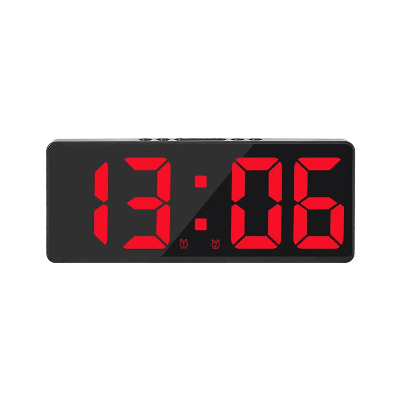 horloge numérique moderne rectangulaire noir blanc vert luminoise led snooze mode nuit
