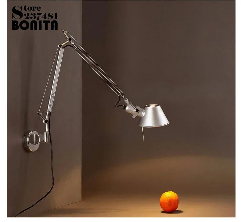 lampe murale articulée moderne bras réglable noir argenté led clip fixe chambre
