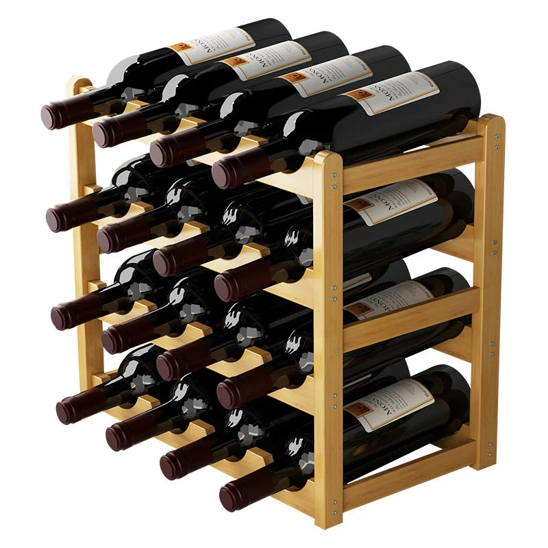 support bouteilles vin bois naturel moderne stable vis fixations 33cm 24cm 15cm respectueux environnement