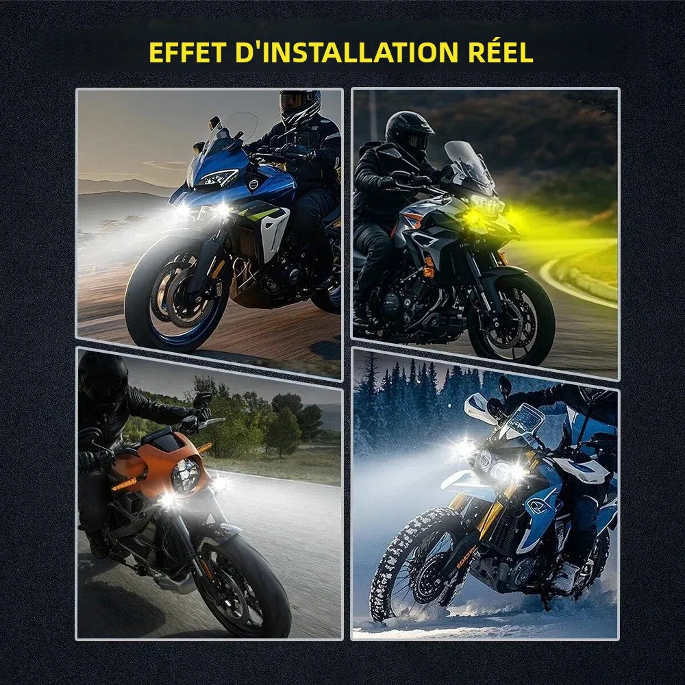 projecteurs led antibrouillard moto tout terrain interrupteur stroboscopique mode flash blanc jaune moderne