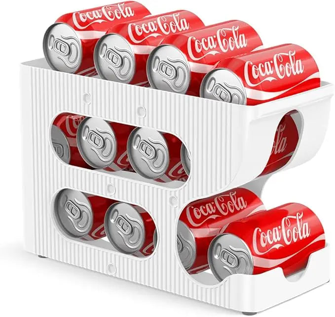 support canettes soda blanc rayures horizontales moderne réfrigérateur cuisine.stockage boisson organisation