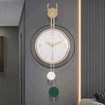 horloge murale moderne or boisée tête cerf suspension décorative vert blanc chambre verte