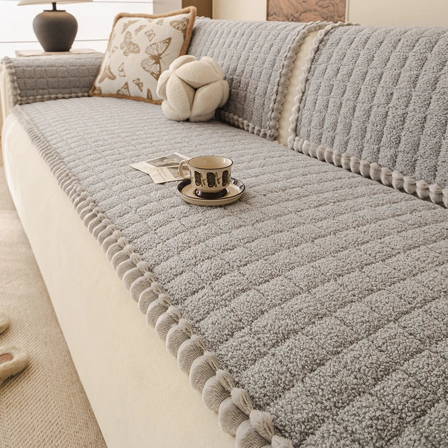 coussin canapé beige moelleux franges marron moderne confortable lavable machine automne hiver