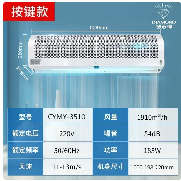 ventilateur mural blanc moderne grille ventilation télécommande 900 1800 mm