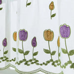 rideau fenêtre transparent fleurs motifs végétaux décoratif moderne tringle métallique inclusion brodé 100cmx50cm