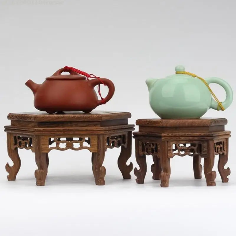 présentoir bois chinois traditionnel tasses thé stands empilables boîte ornements plantes vertes decoration