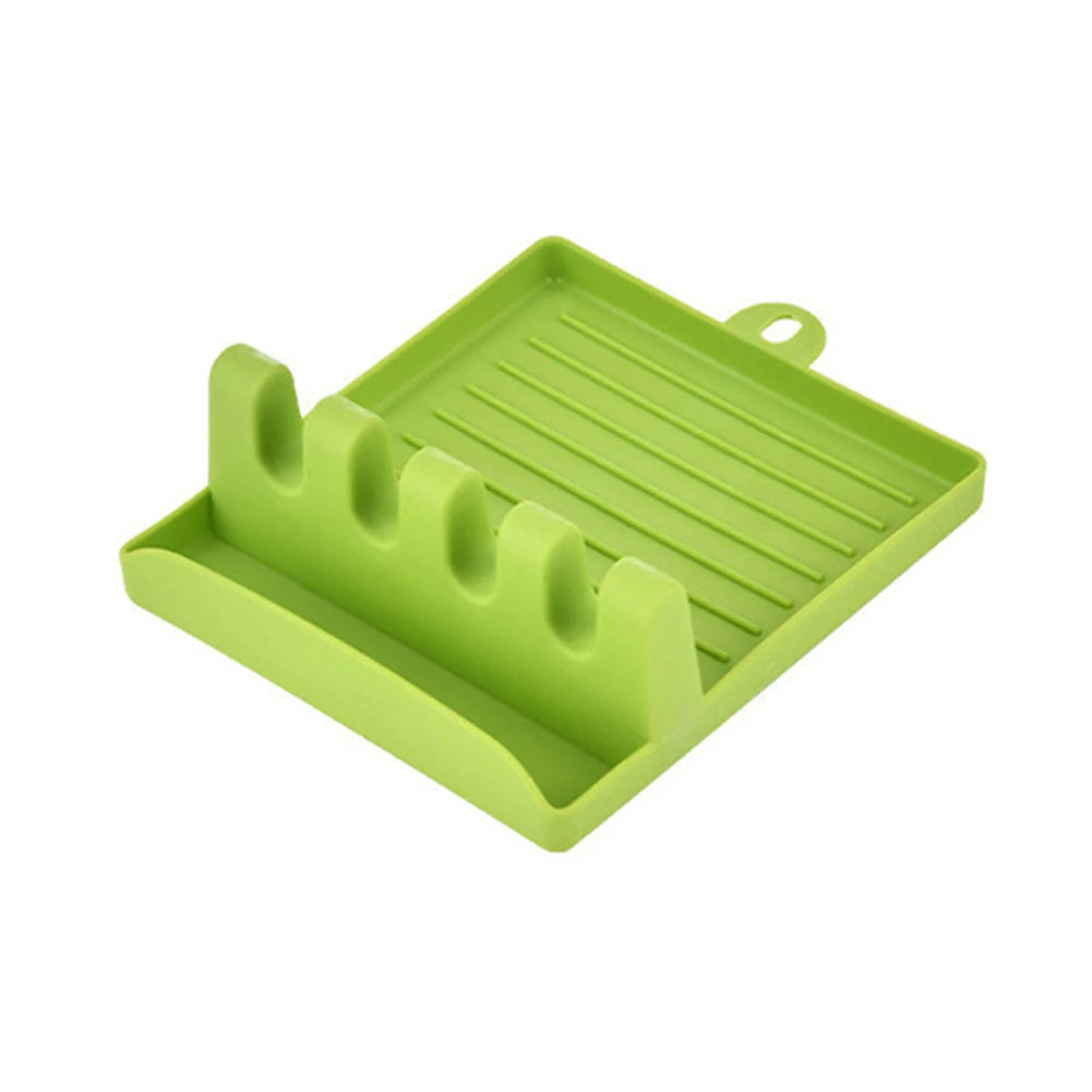 support ustensiles cuisine moderne vert clair gris blanc rainuré adhésif spatule bois couteau poisson