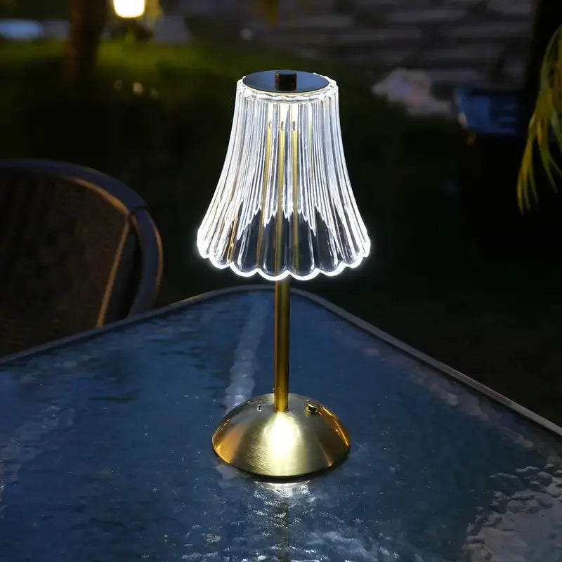 lampe table moderne or transparent rechargeable usb certification rohs fcc chambre salon ambiance chaleureuse
