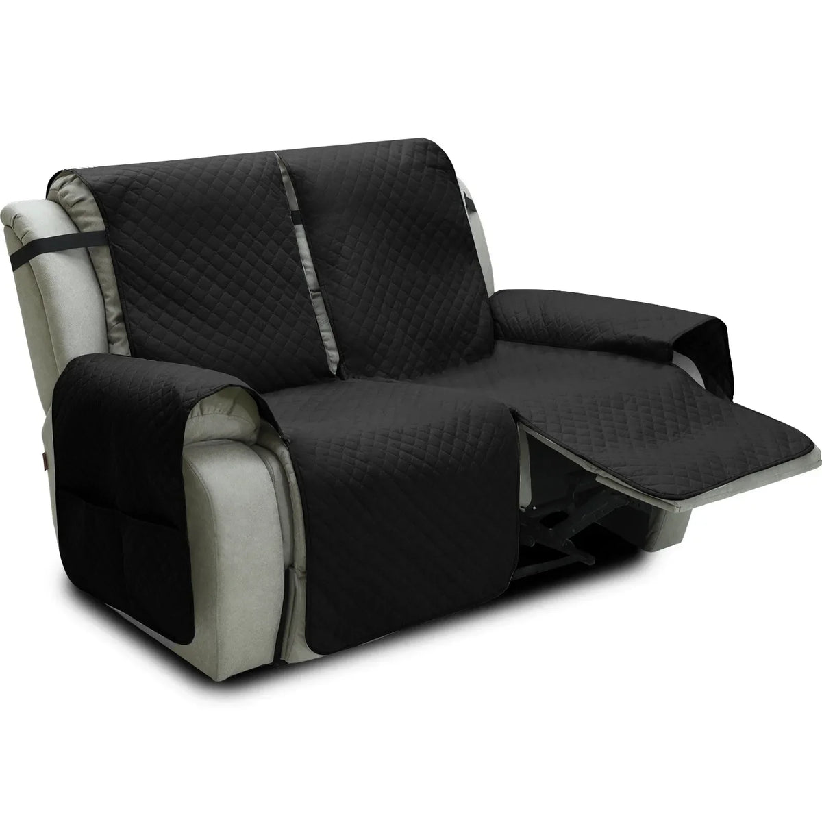 housses fauteuil inclinable gris quilté moderne élastique ajustable poche rangement lavage machine salon