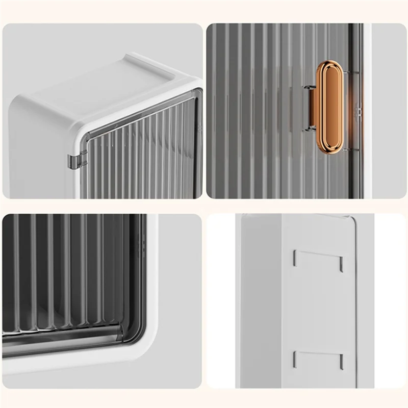 organisateur mural salle bain rangement multiple blanc gris moderne panneau transparent essuie mains flacons