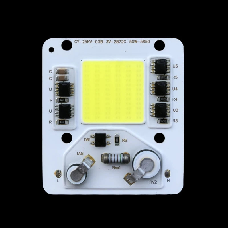 projecteur led module 50w blanc 6500k matériau électronique vis fixation 58x50mm