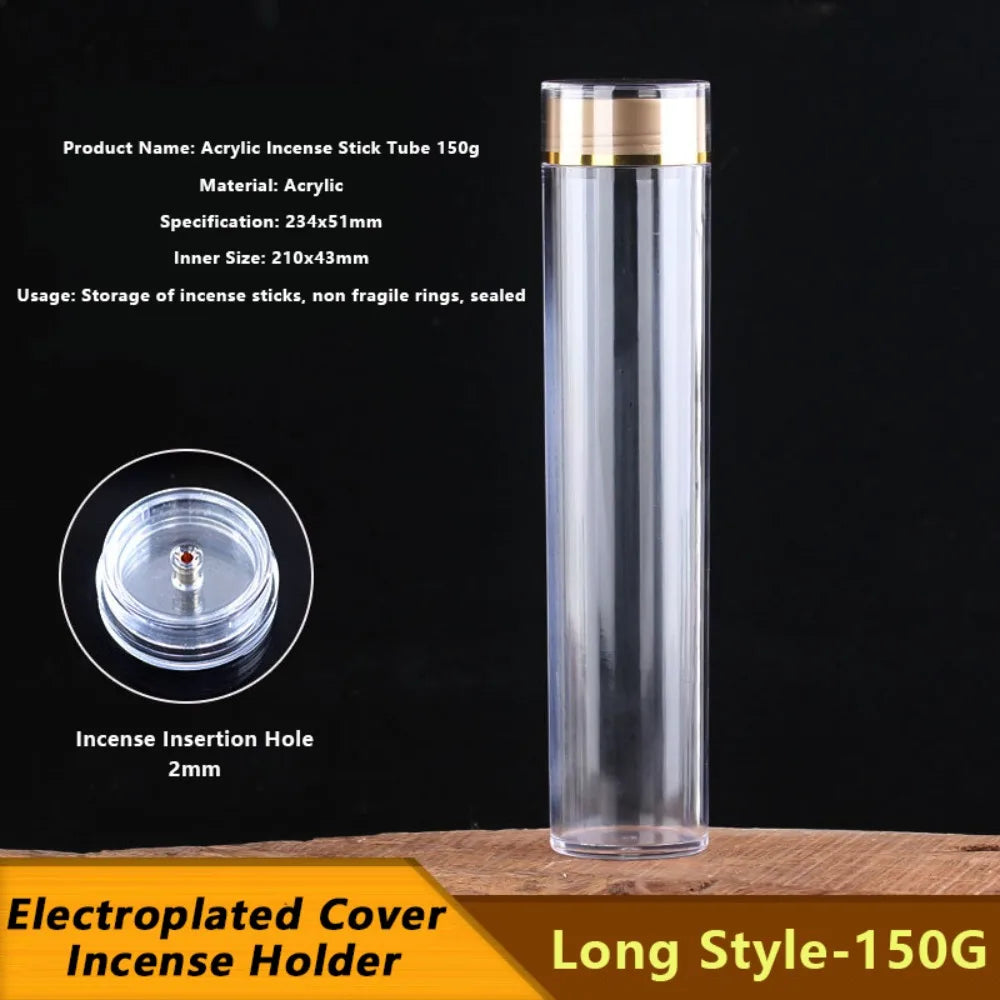 tube encens acrylique transparent hermétique couvercle détachable moderne rangement portable respectueux environnement