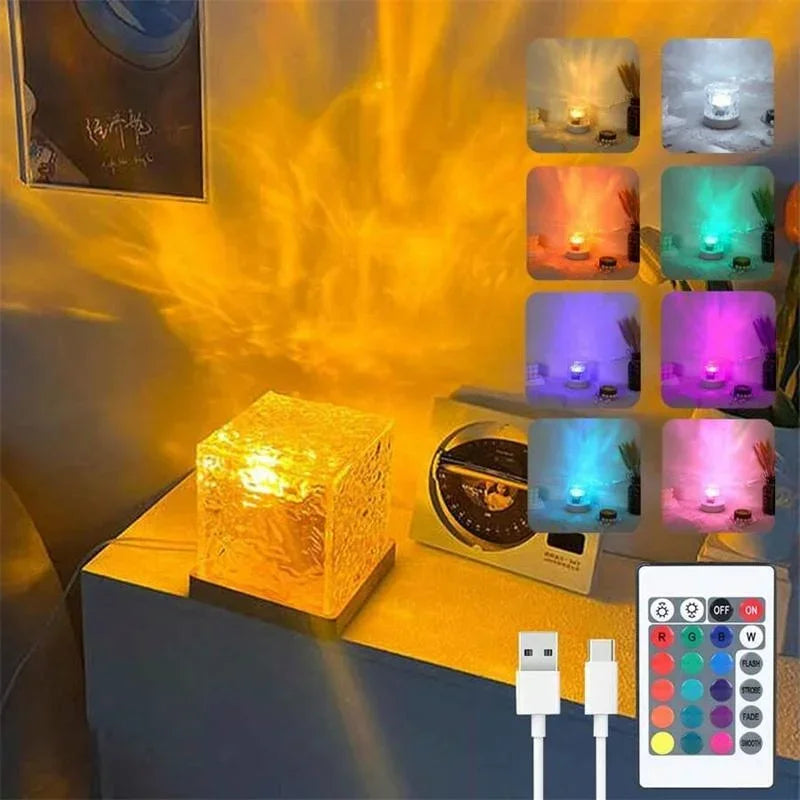 lampe led moderne transparente motifs texturés télécommande incluse effets lumineux variés