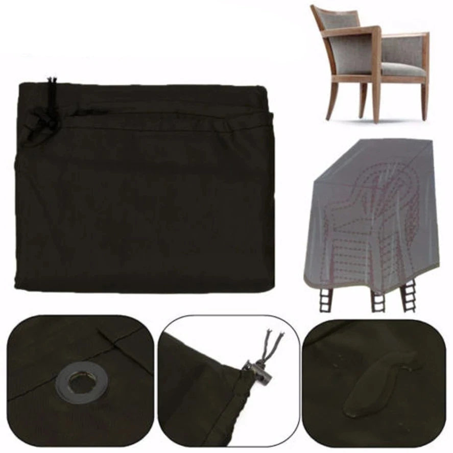 housse protection chaise noire moderne coton polyester cordons serrage sac rangement poignées rembourréespaque