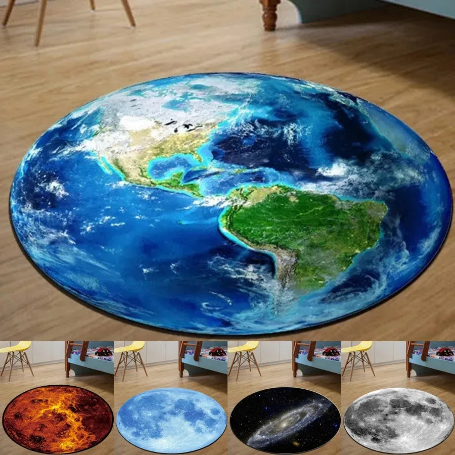 tapis rond moderne terre lune vénus floral polypropylène polyester décoration chambre hôtelextérieur