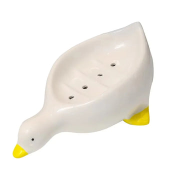 porte savon canard blanc jaune moderne salle bain douche évier