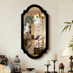 miroir mural adhésif noir fleurs papillons classique salon chambre deco