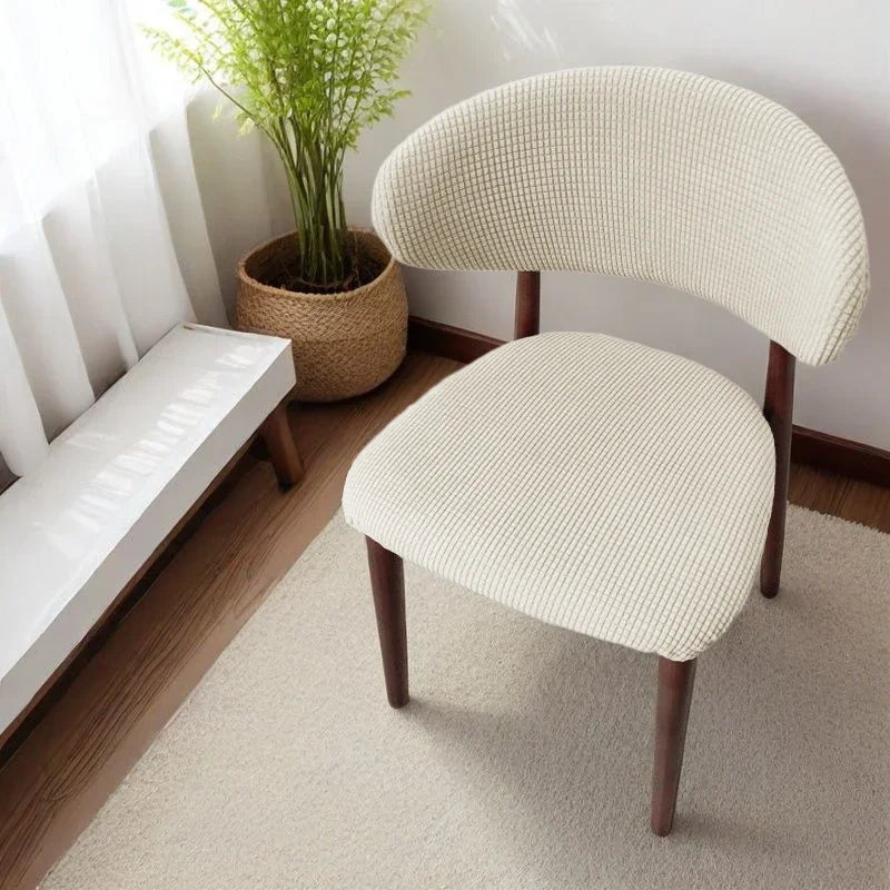 housse chaise moderne tissu carreaux beige gris vert adhésif polyester