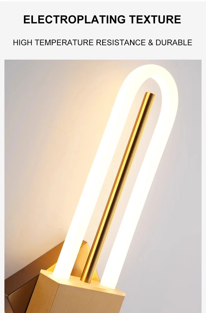 lampe murale moderne blanc or electroplating texture base carrée contemporaine deux sources led 2.5g