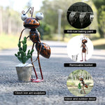 statuette fourmi métal pot plante cactus décoration jardin effet rouille aspect vieilli champêtreextérieurintérieurbrillantargentéorange