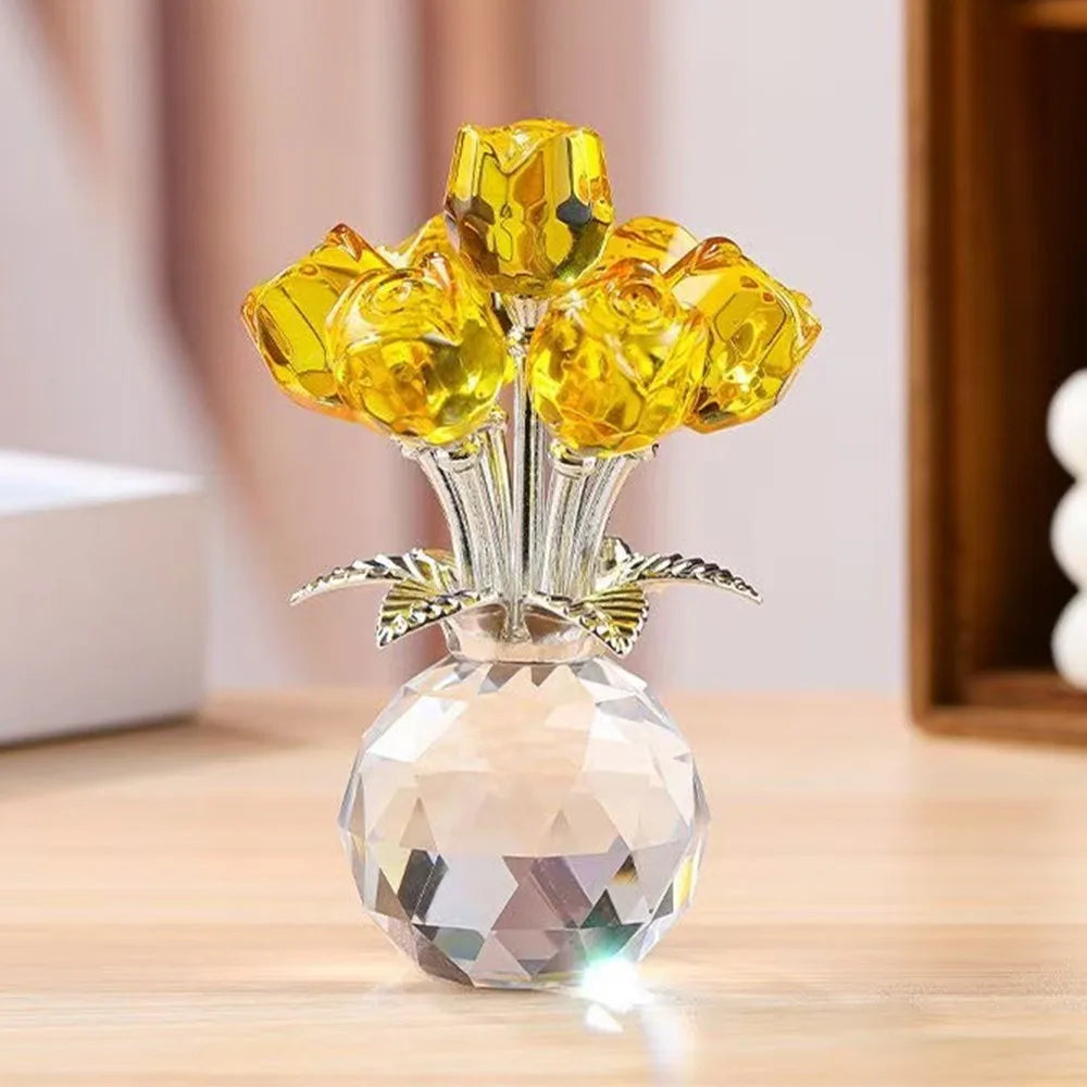 bouquet fleurs artificielles cristal rouge jaune rose bleu vert violet blanc moderne transparent