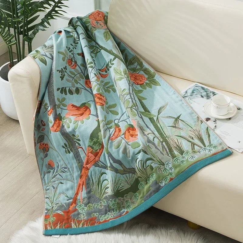 serviette bain coton fleur vintage rapide bleu clair blanc oiseaux machine laver moderne adhésif