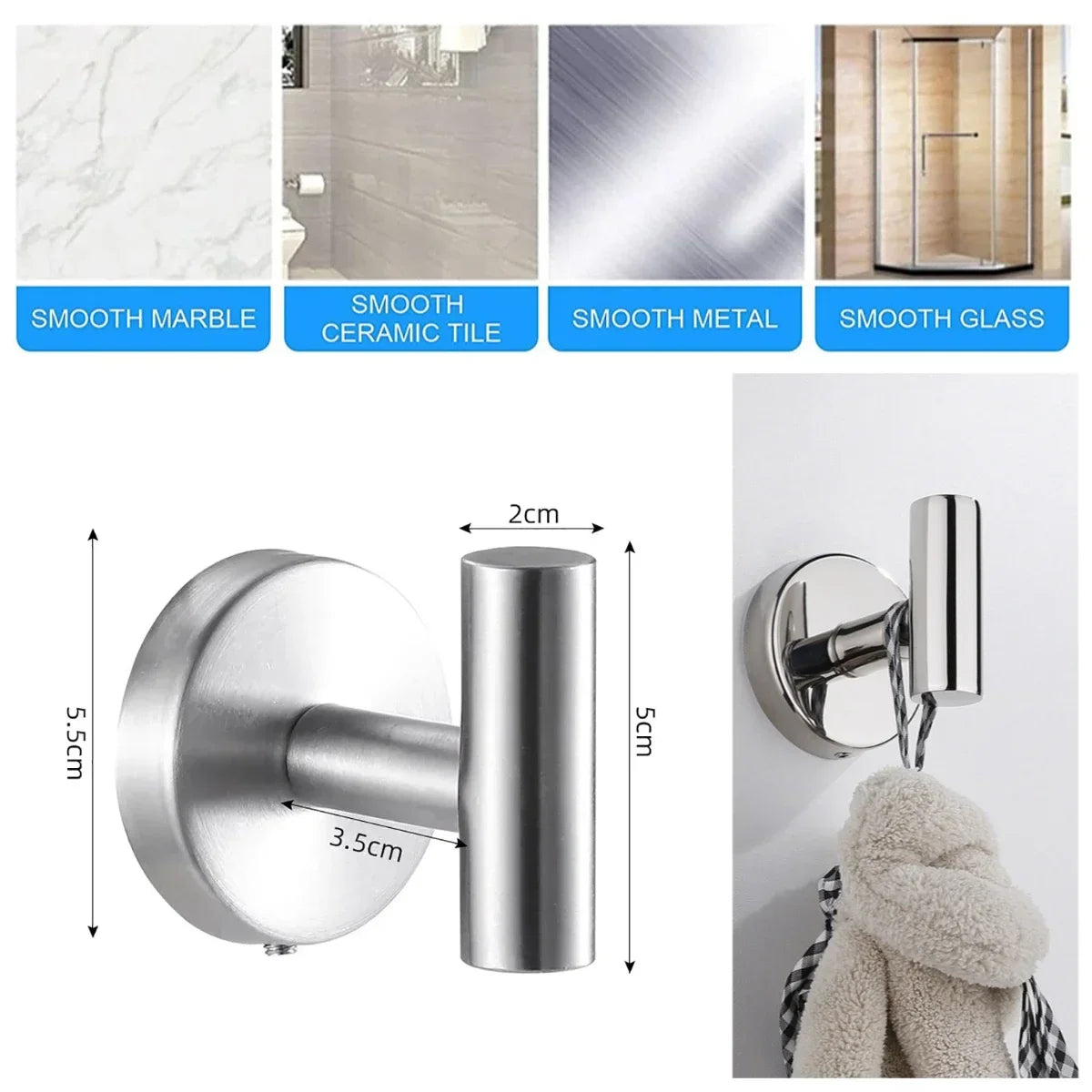 porte serviettes mural acier inoxydable chrome moderne lisse fixé murale sans logo
