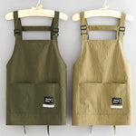tablier cuisine marron vertolive rouge uni moderne fonctionnel boucles pocheavant étiquette logossering