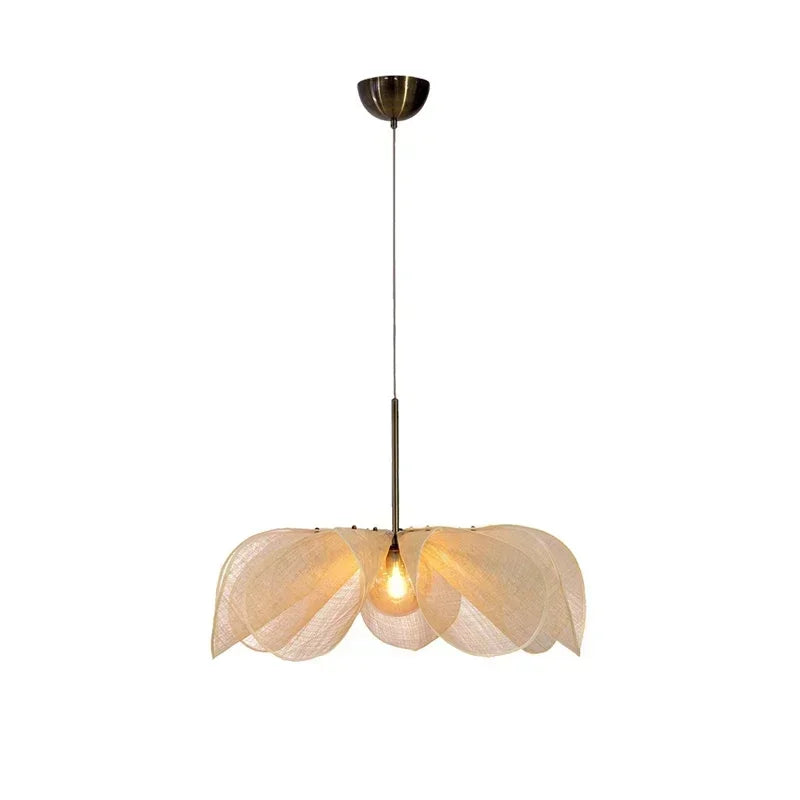 suspension lumineuse moderne tissu feuilles ouvertes blanc translucide pendentif assemblage led neutre warm white