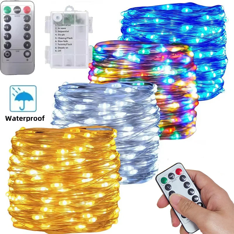 guirlande lumineuse led multicolore 50 100 200 300 led télécommande modes moderne étanche