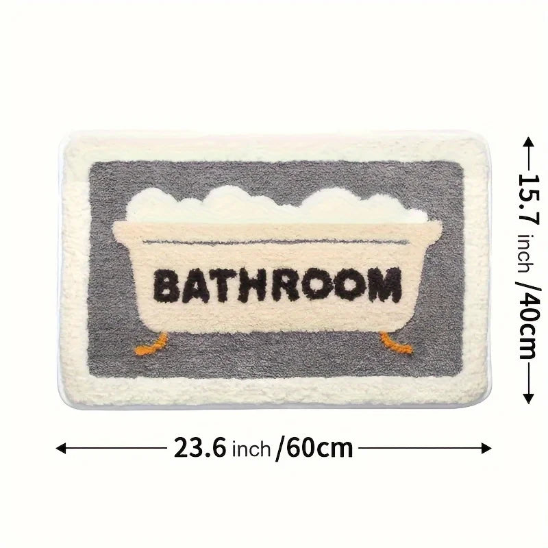 tapis bain gris moderne motif baignoire absorbant antidérapant PVC