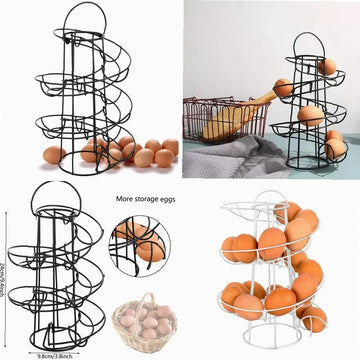 rangement œufs spirale noir blanc industriel multifonctionnel kitchenware acier inoxydable tissage main utilisation multiple