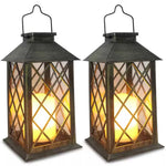lanterne solaire marron doré grille métal vintage bougie led étanche patio extérieur contemporain autonomie