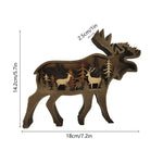 Sculptures animales lumineuses bois détails forestiers ours loup renne LED