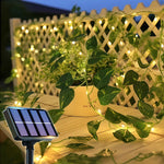 guirlande lumineuse solaire 100 led feuilles vertes lierre moderne clips autoinstallation jardin decoration